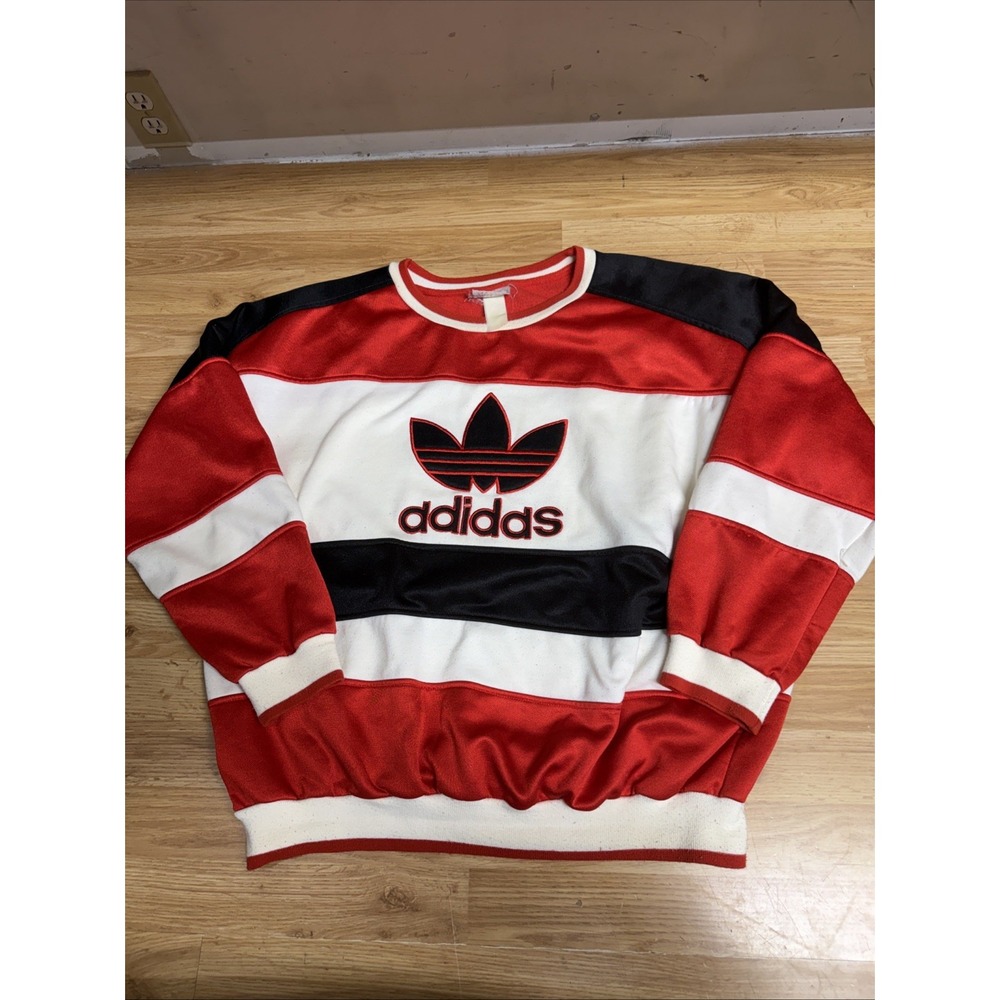 vintage 1980s Adidas Trefoil striped colorblock crewneck sweatshirt Men's XL